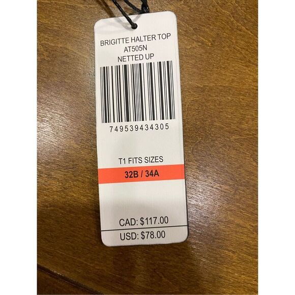 A Che Black Net and Gold Halter Swim Top New 32B 34 A - Picture 2 of 4